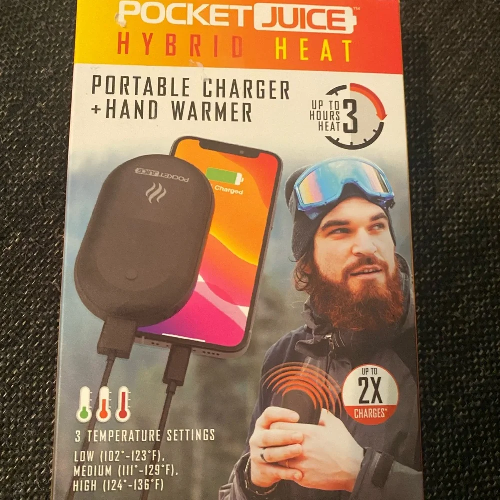 Pocket Juice Hybrid Heat, Rechargeable Pocket Hand Warmer and 5200mAh USB Power